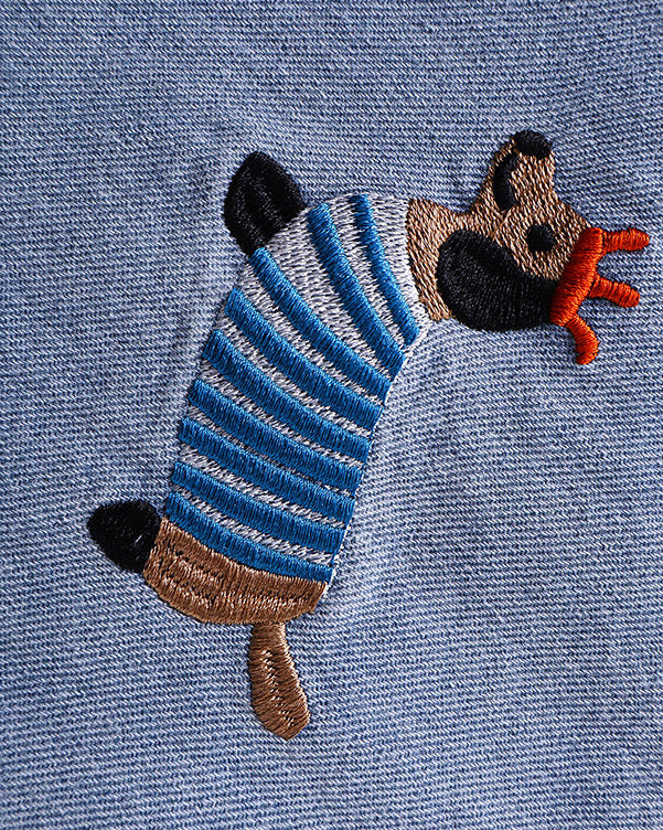 Fun embroidered denim trousers