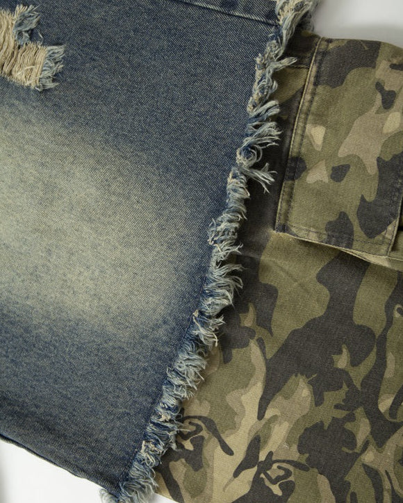 Camouflage patchwork jeans