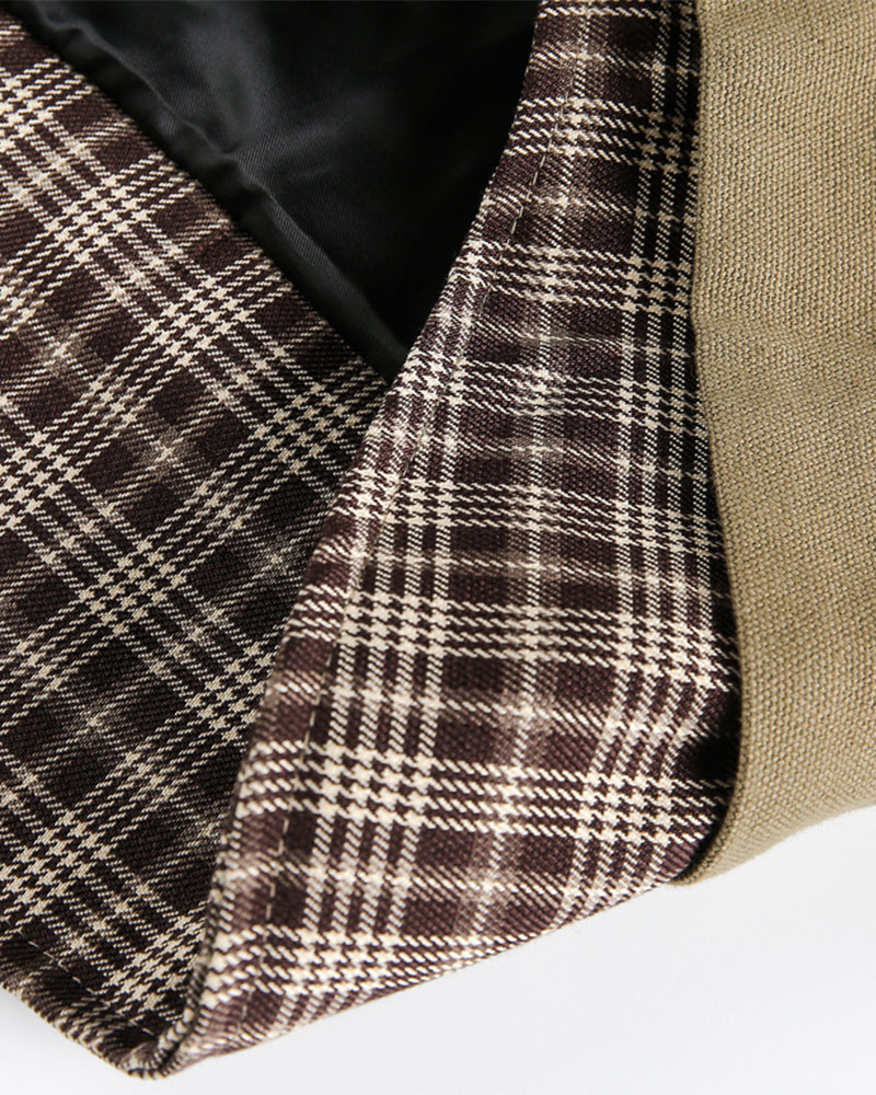 Plaid patchwork fake two-piece jacket