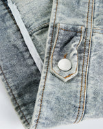 ウォッシュ加工のダメージデニムワークジャケット