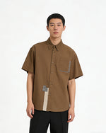 Color-block Plaid Short-sleeve Shirt