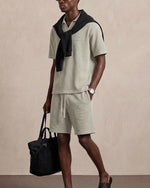 235g Distressed waffle-knit shorts