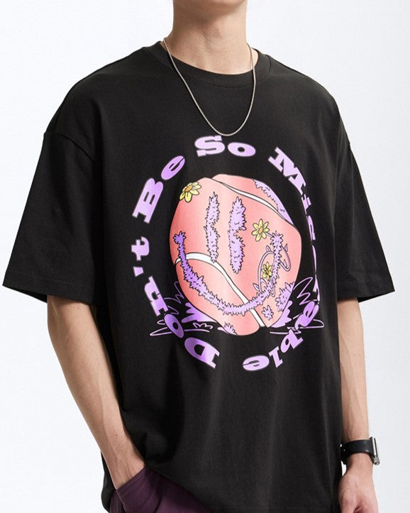 Retro tennis print short sleeves