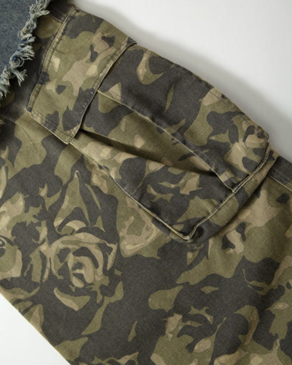 Camouflage patchwork jeans