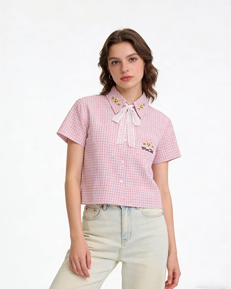 Cute Plaid Short-Sleeve Shirt