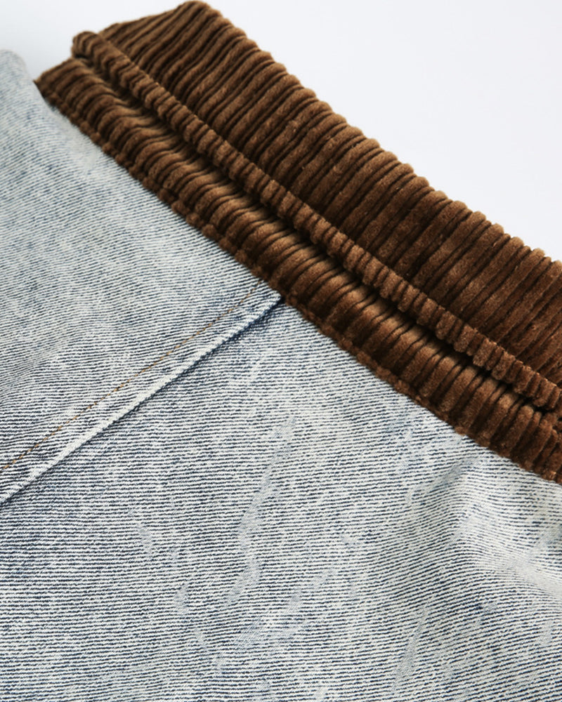 ウォッシュ加工のダメージデニムワークジャケット