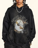 ダメージ加工のフード付きスウェットシャツ