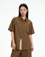 Color-block Plaid Short-sleeve Shirt