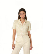 V-Neck Striped Short-Sleeve Shirt