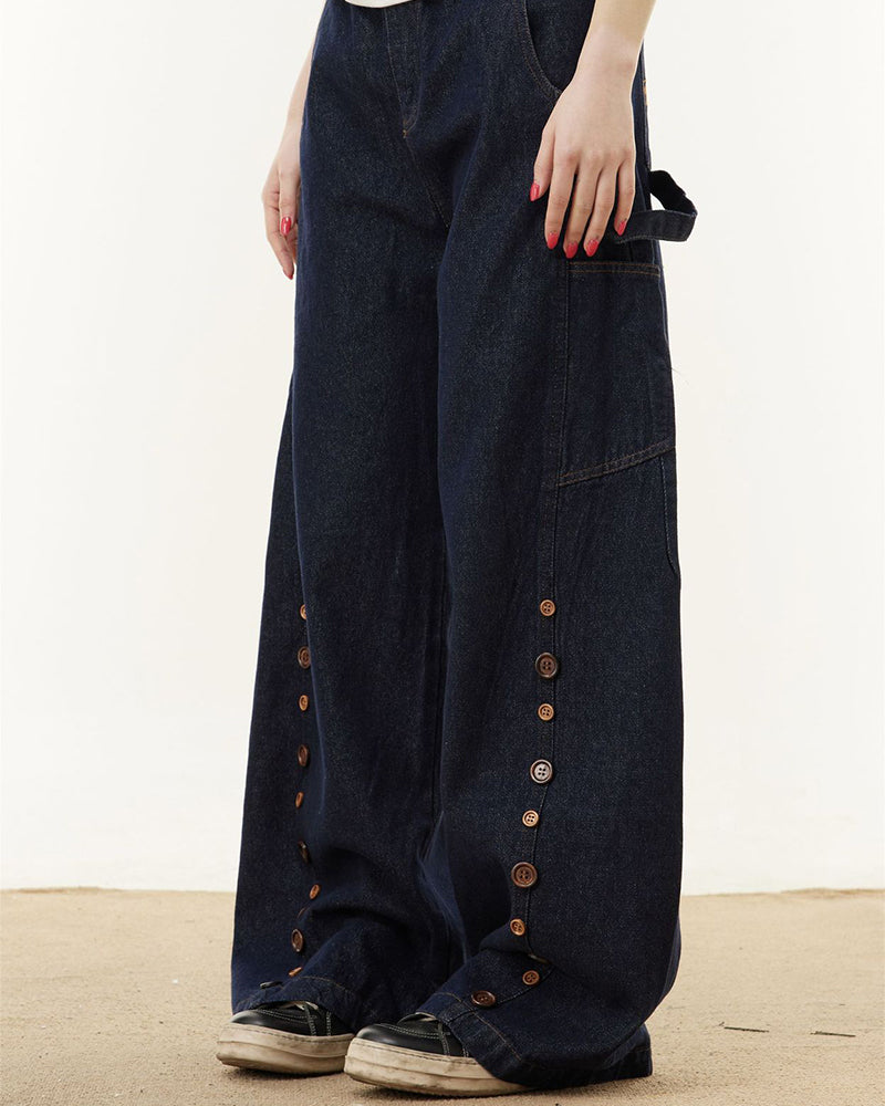 ボタン刺繍ジーンズ