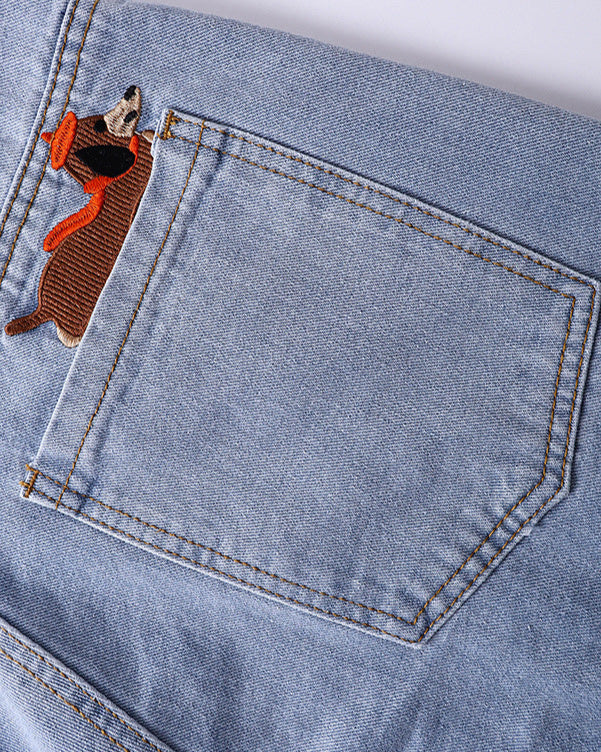 Fun embroidered denim trousers