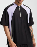 Small high collar contrast color short sleeves