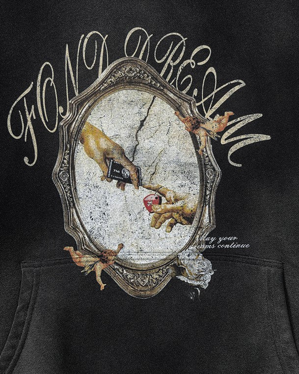 ダメージ加工のフード付きスウェットシャツ