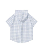 Plaid Short-Sleeve Hooded Shirt