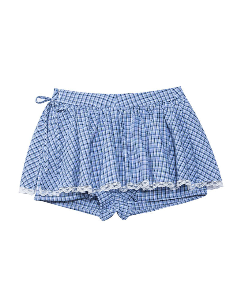 チェック柄ボウチュチュスカート