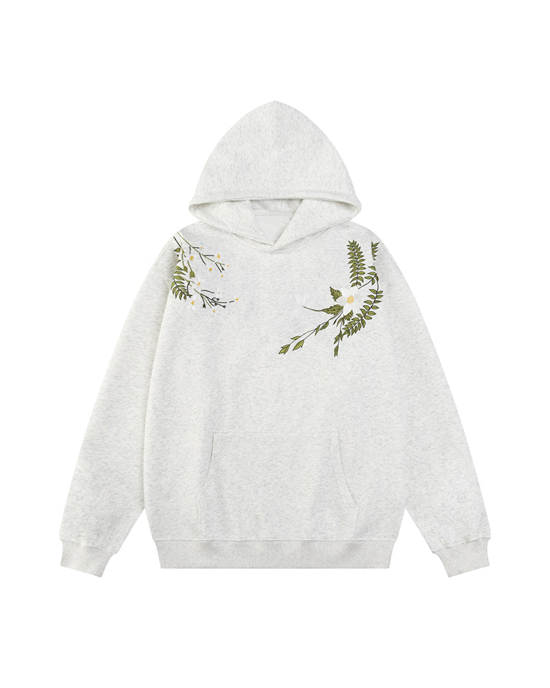 Floral pattern hooded sweatshirt
