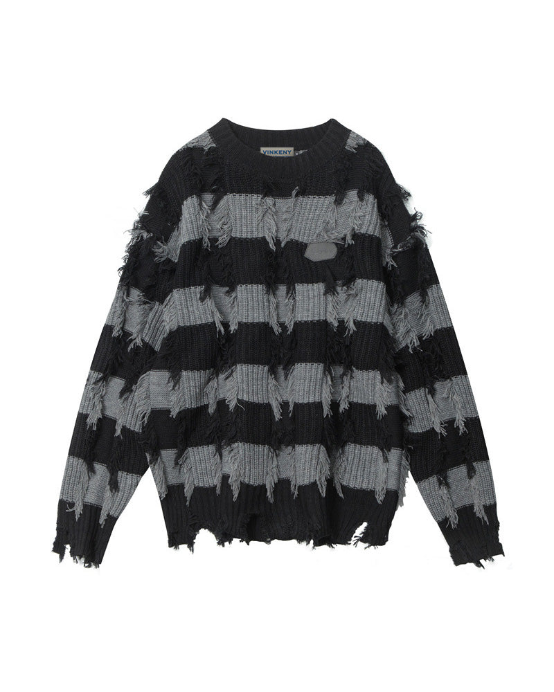 フリンジストライプセーター