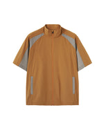 Stand collar colorblock short sleeve jacket