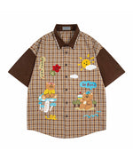 コントラストカラーパネル半袖シャツ