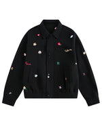 小花刺繍のベースボールジャケット