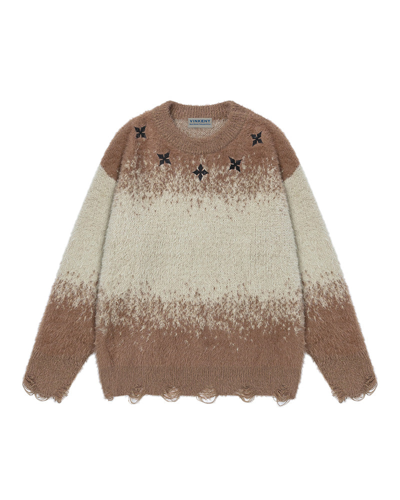 グラデーションクルーネックセーター