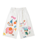 Funny cartoon cropped casual shorts