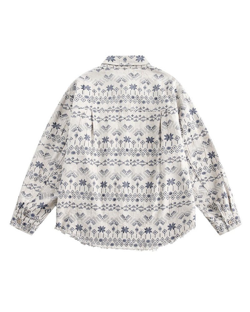 ウォッシュ加工の長袖シャツ