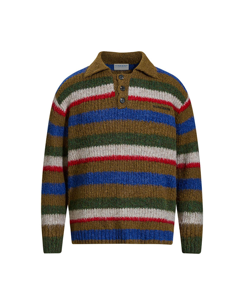 コントラストストライプのプルオーバーセーター