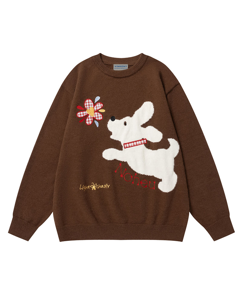 おもしろい子犬のクルーネックセーター