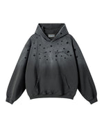 ダメージ加工のフード付きスウェットシャツ