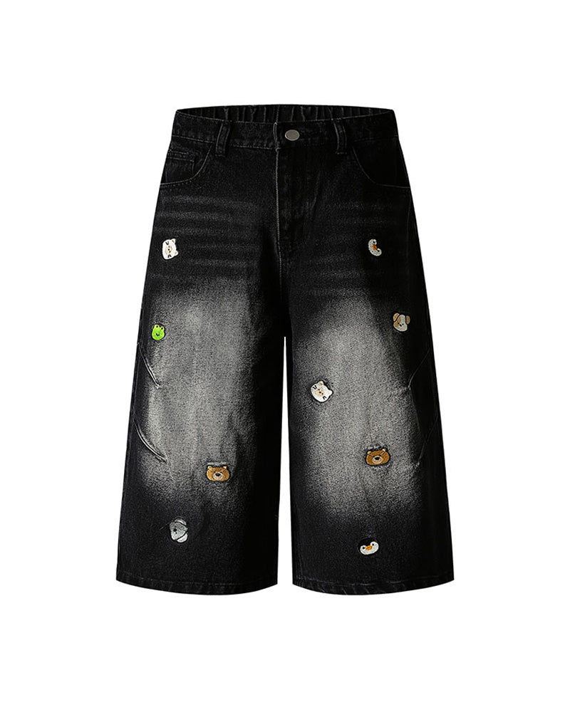 刺繍入りクロップドジーンズ