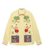 楽しいチェック柄の長袖シャツ