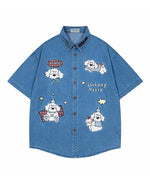 面白い漫画の刺繍シャツ