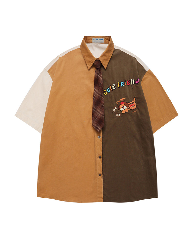 カラーブロック パピー 半袖シャツ
