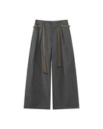 Retro solid color casual wide-leg pants