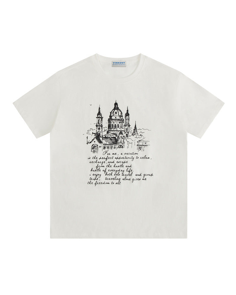 Building print lettering short sleeves