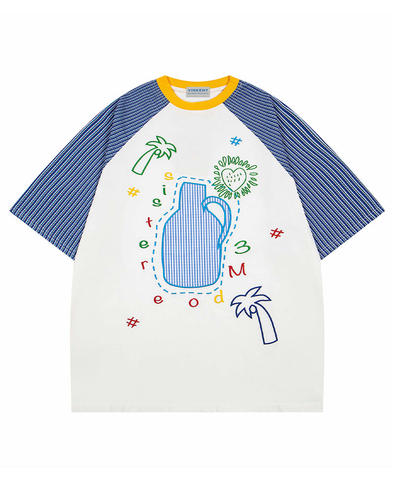 コントラストカラーの楽しい半袖