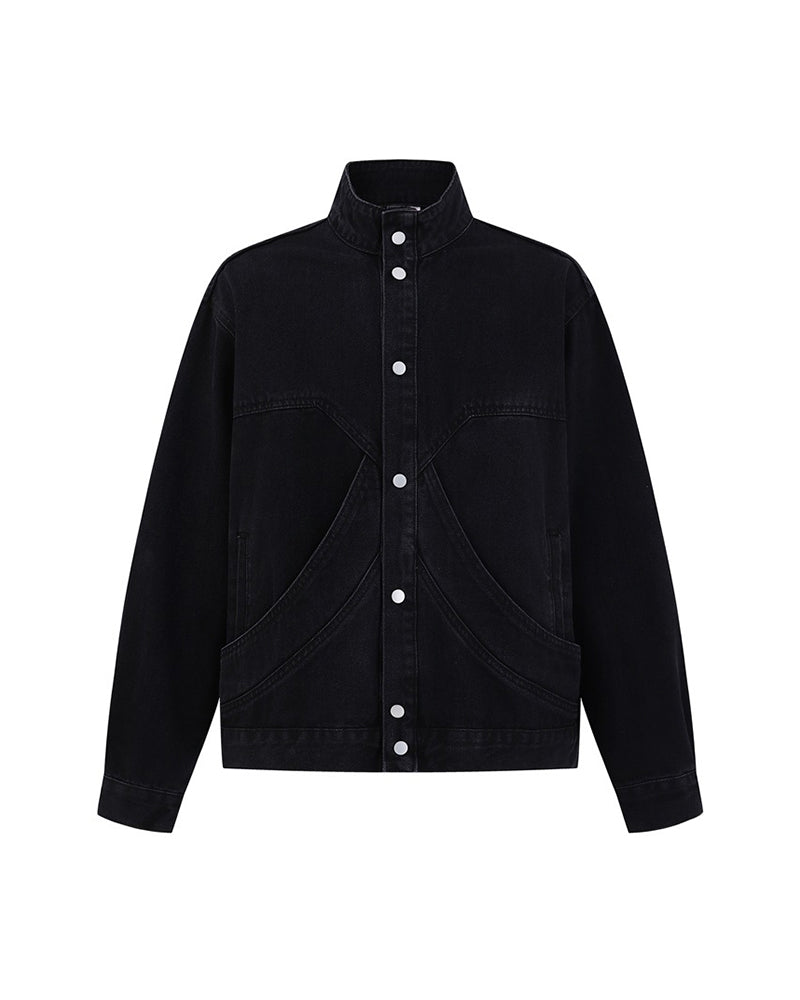 ウォッシュ加工スタンドカラージャケット