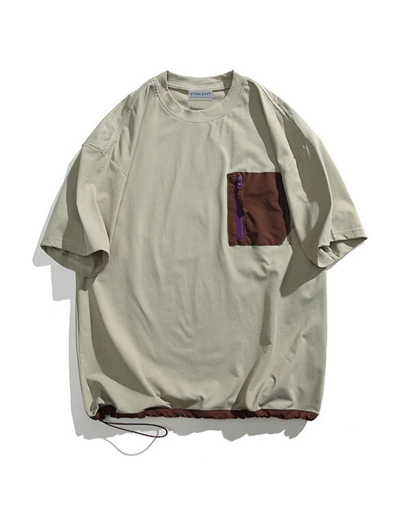 Contrast pocket short sleeves