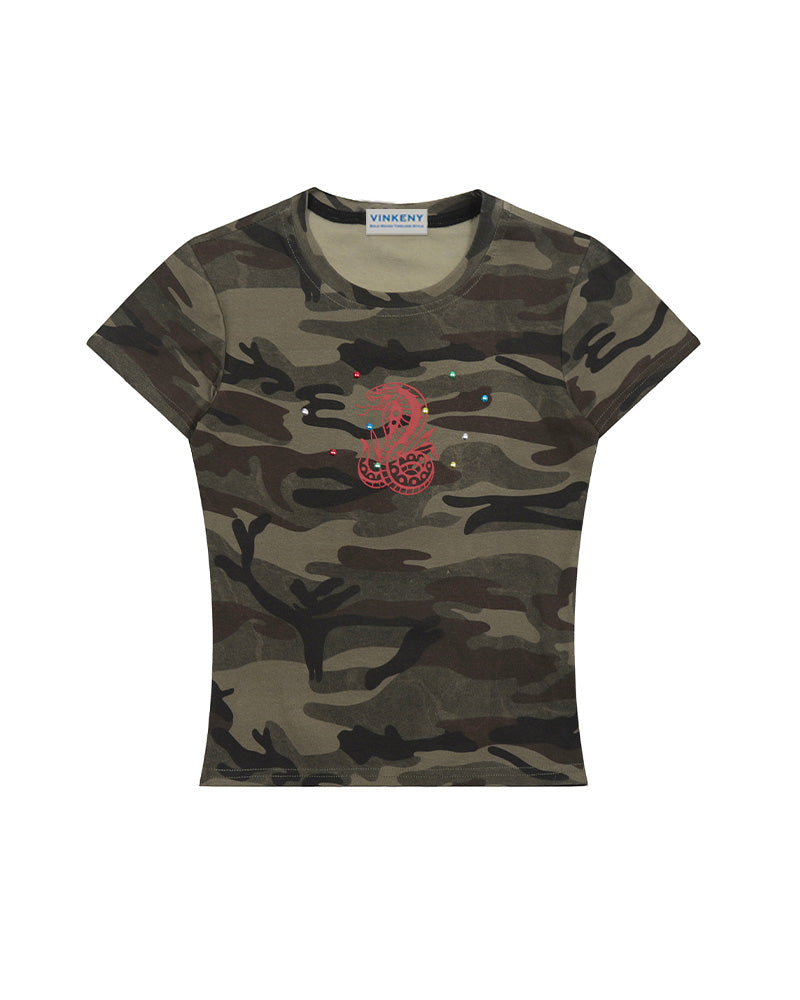 Retro simple camouflage short sleeve