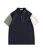 パッチワーク半袖ワークシャツ