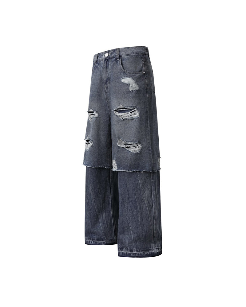 Vintage distressed straight jeans