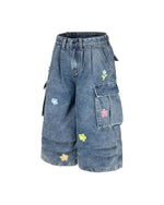 レトロシンプルデニムショートパンツ