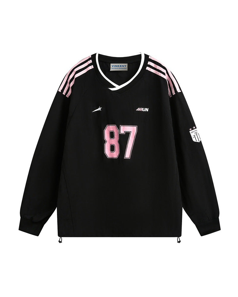 レトロプリントのスポーツスウェットシャツ