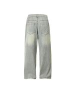 Distressed denim trousers