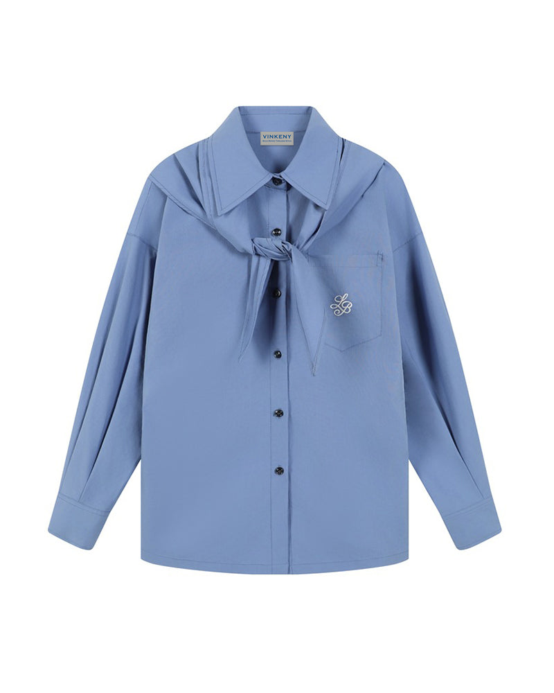 Shawl-Collar Long-Sleeve Shirt