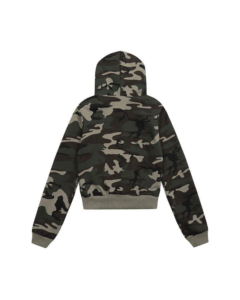 迷彩フード付きスウェットシャツ