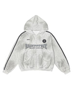 ダメージ加工のフード付きスウェットシャツ