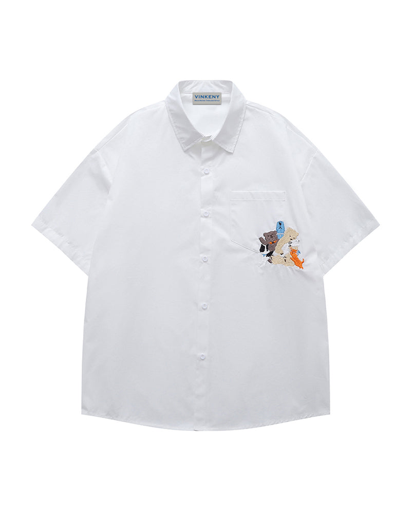 かわいい漫画の刺繍シャツ