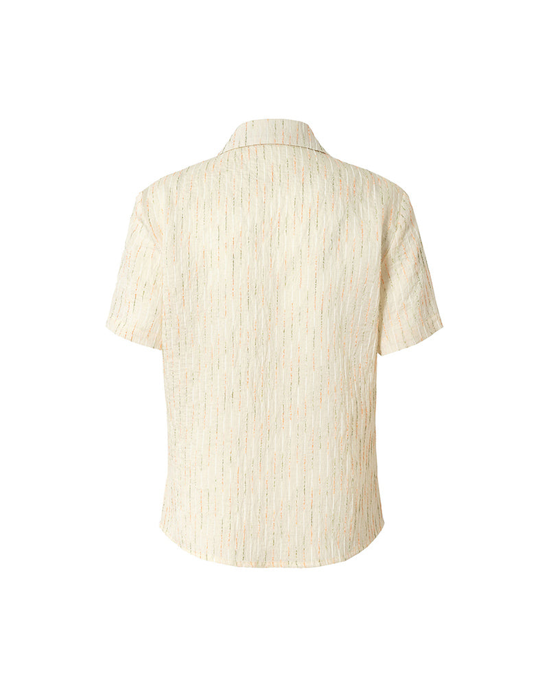 V-Neck Striped Short-Sleeve Shirt